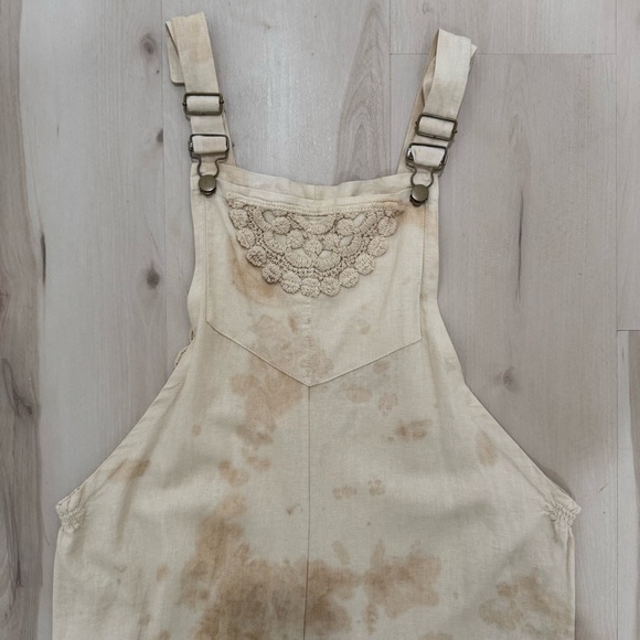 NWT Women's Medium Overalls Tan Cream Bohemian Crochet - Picture 8 of 16